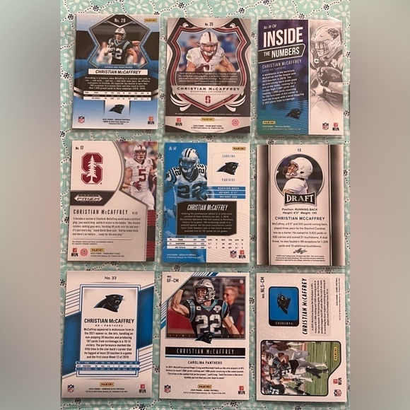 Christian McCaffery, 🏈 NFL Panini Football Cards, Collection of 9 Cards - Picture 2 of 2
